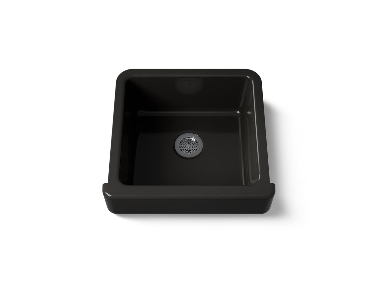 KOHLER K-5664-7 Whitehaven 23-1/2" Undermount Single-Bowl Farmhouse Kitchen Sink - Black Black