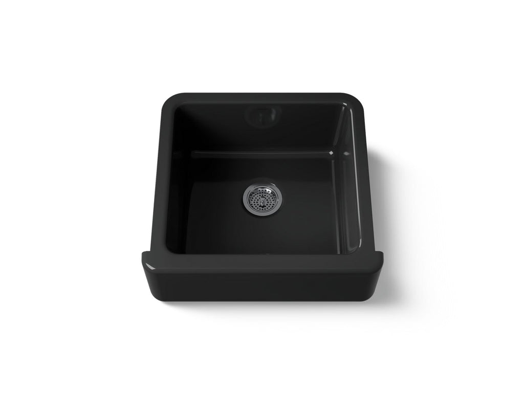 KOHLER K-5665-7 Whitehaven 23-1/2" Undermount Single-Bowl Farmhouse Kitchen Sink - Black Black