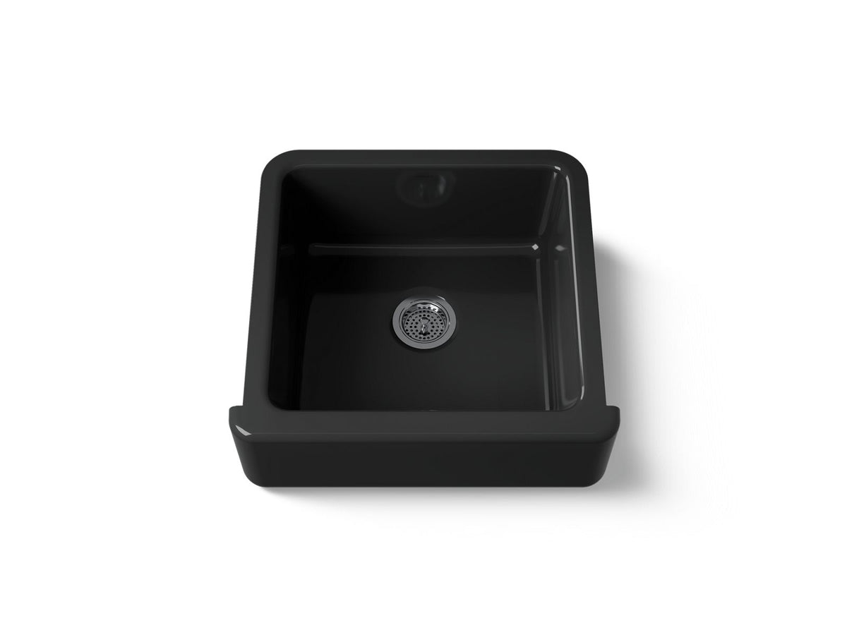KOHLER K-5665-7 Whitehaven 23-1/2" Undermount Single-Bowl Farmhouse Kitchen Sink - Black Black