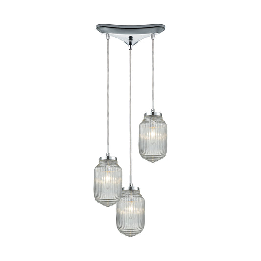 ELK SHOWROOM 56662/3 Dubois 12'' Wide 3-Light Mini Pendant - Polished Chrome