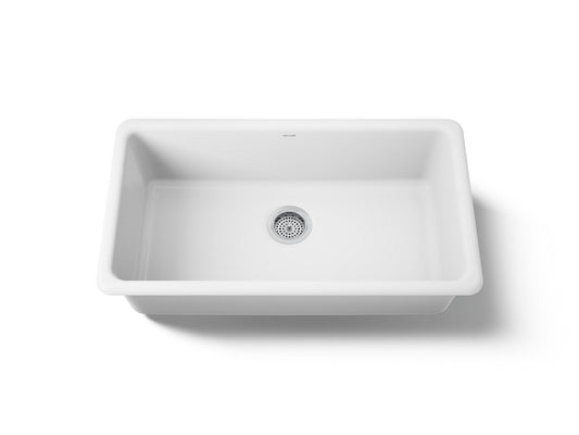 KOHLER K-5707-0 Iron/Tones 33" top-/undermount single-bowl kitchen sink - White