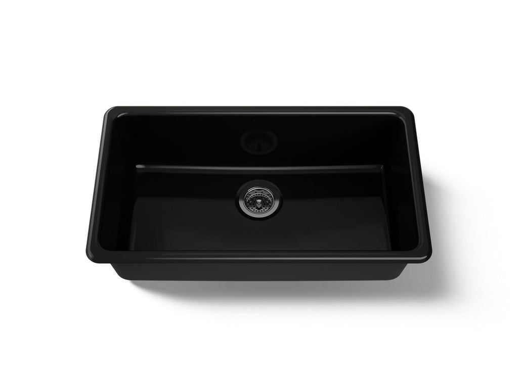KOHLER K-5707-7 Iron/Tones 33" Top-/Undermount Single-Bowl Kitchen Sink - Black Black