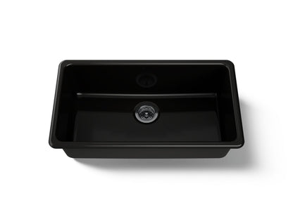 KOHLER K-5707-7 Iron/Tones 33" top-/undermount single-bowl kitchen sink - Black Black