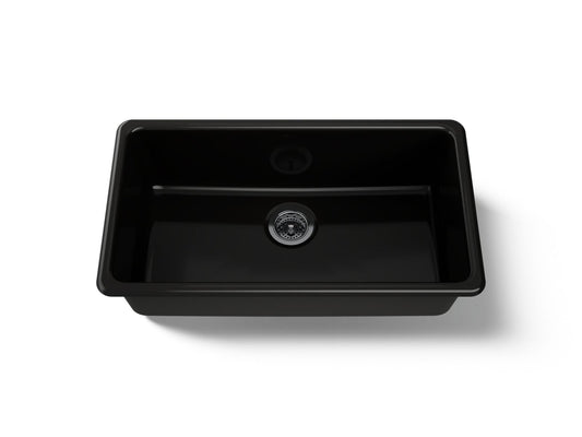 KOHLER K-5707-7 Iron/Tones 33" top-/undermount single-bowl kitchen sink - Black Black