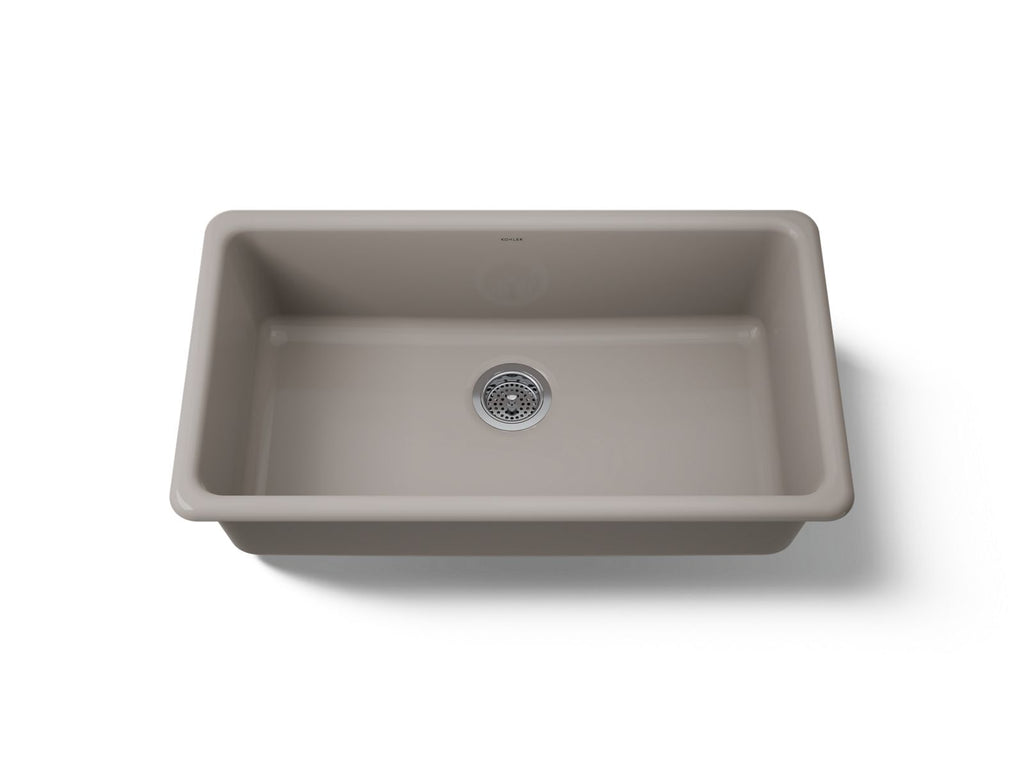 KOHLER K-5707-TRF Iron/Tones 33" Top-/Undermount Single-Bowl Kitchen Sink - Truffle