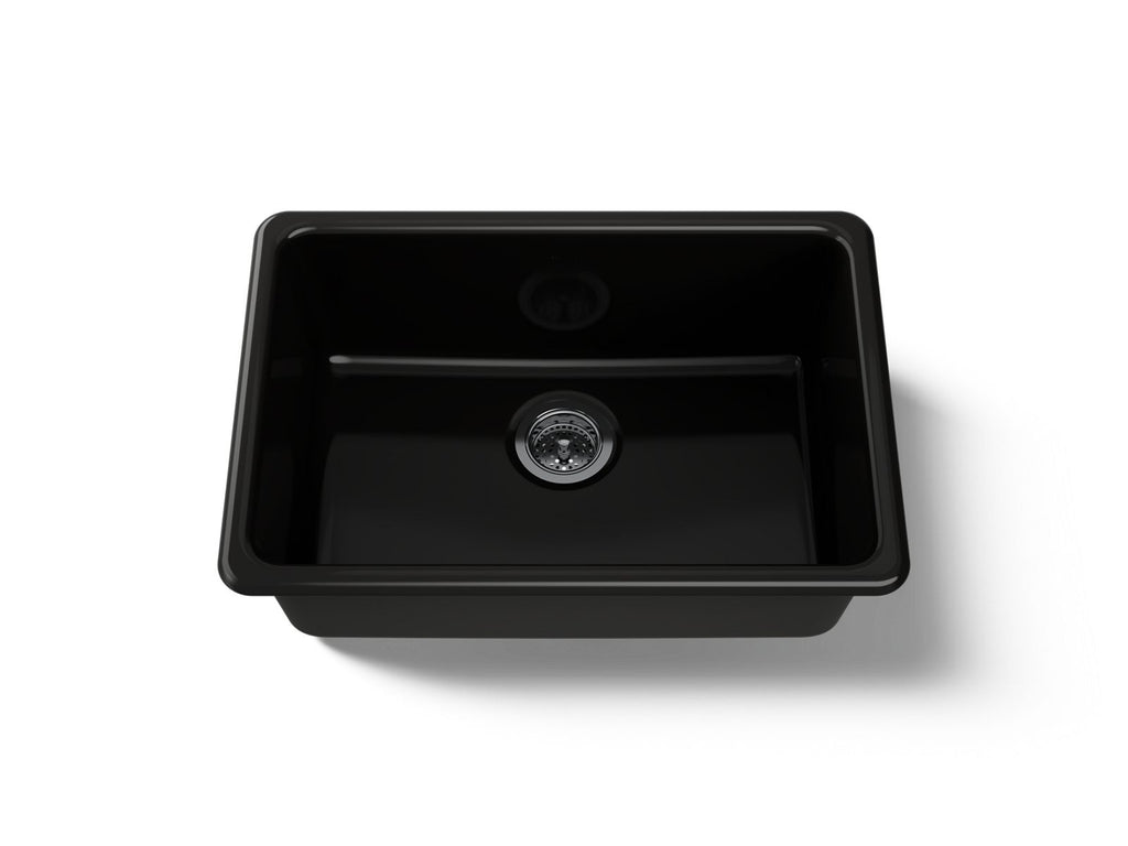 KOHLER K-5708-7 Iron/Tones 27" Top-/Undermount Single-Bowl Kitchen Sink - Black Black