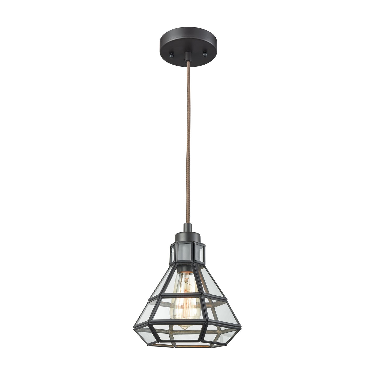 ELK SHOWROOM 57126/1-LA Window Pane 8'' Wide 1-Light Mini Pendant - Oil Rubbed Bronze