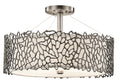 KICHLER 43346CLP Silver Coral 11" 3 Light Convertible Pendant With Etched Diffuser And White Fabric Shade In Classic Pewter