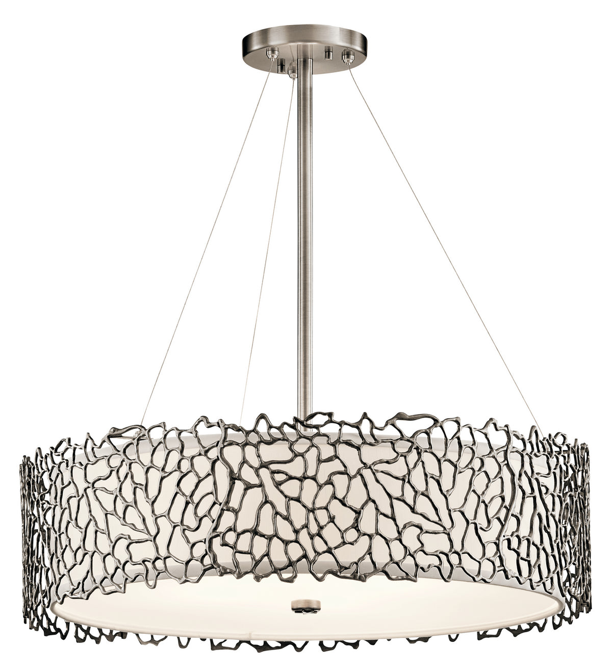 KICHLER 43347CLP Silver Coral 4 Light Chandelier / Pendant Clasic Pewter