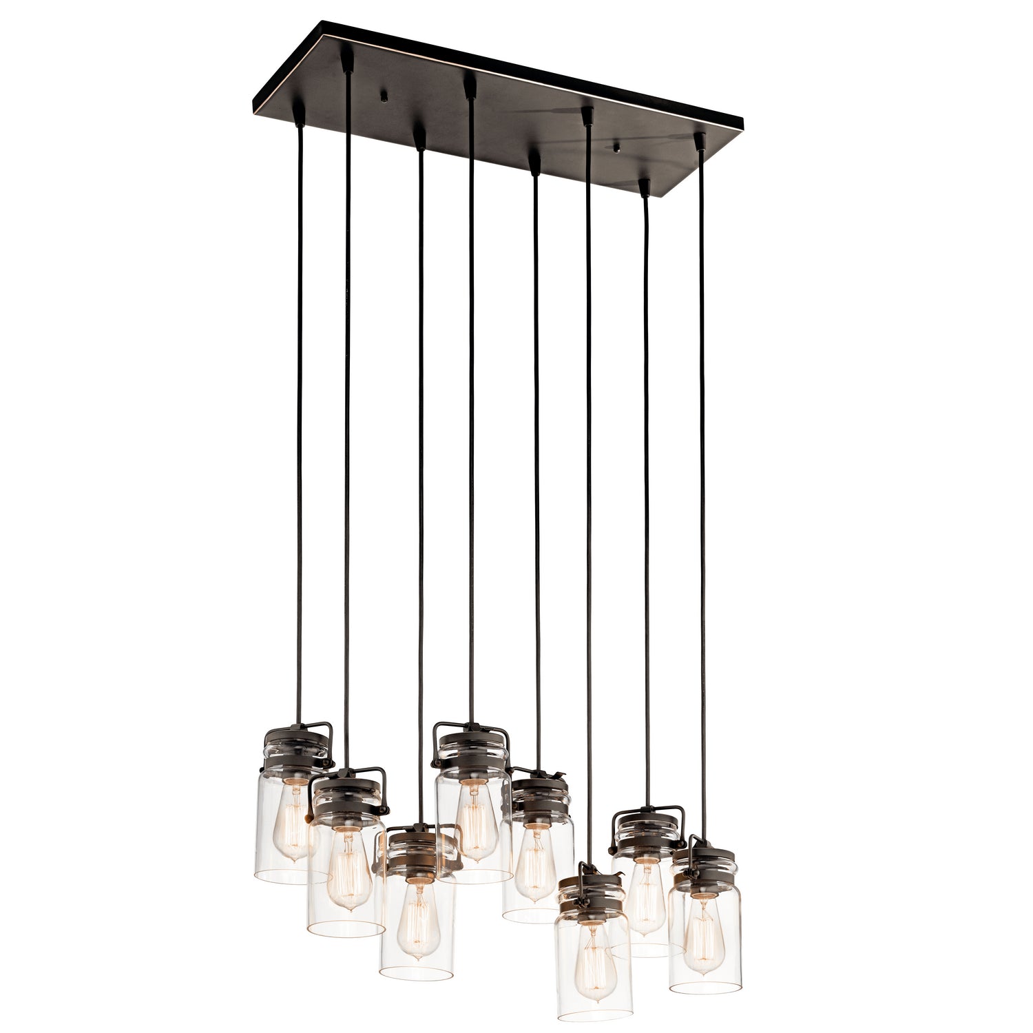 KICHLER 42890OZ Brinley 25.5" 8 Light Linear Chandelier With Clear Glass Olde Bronze