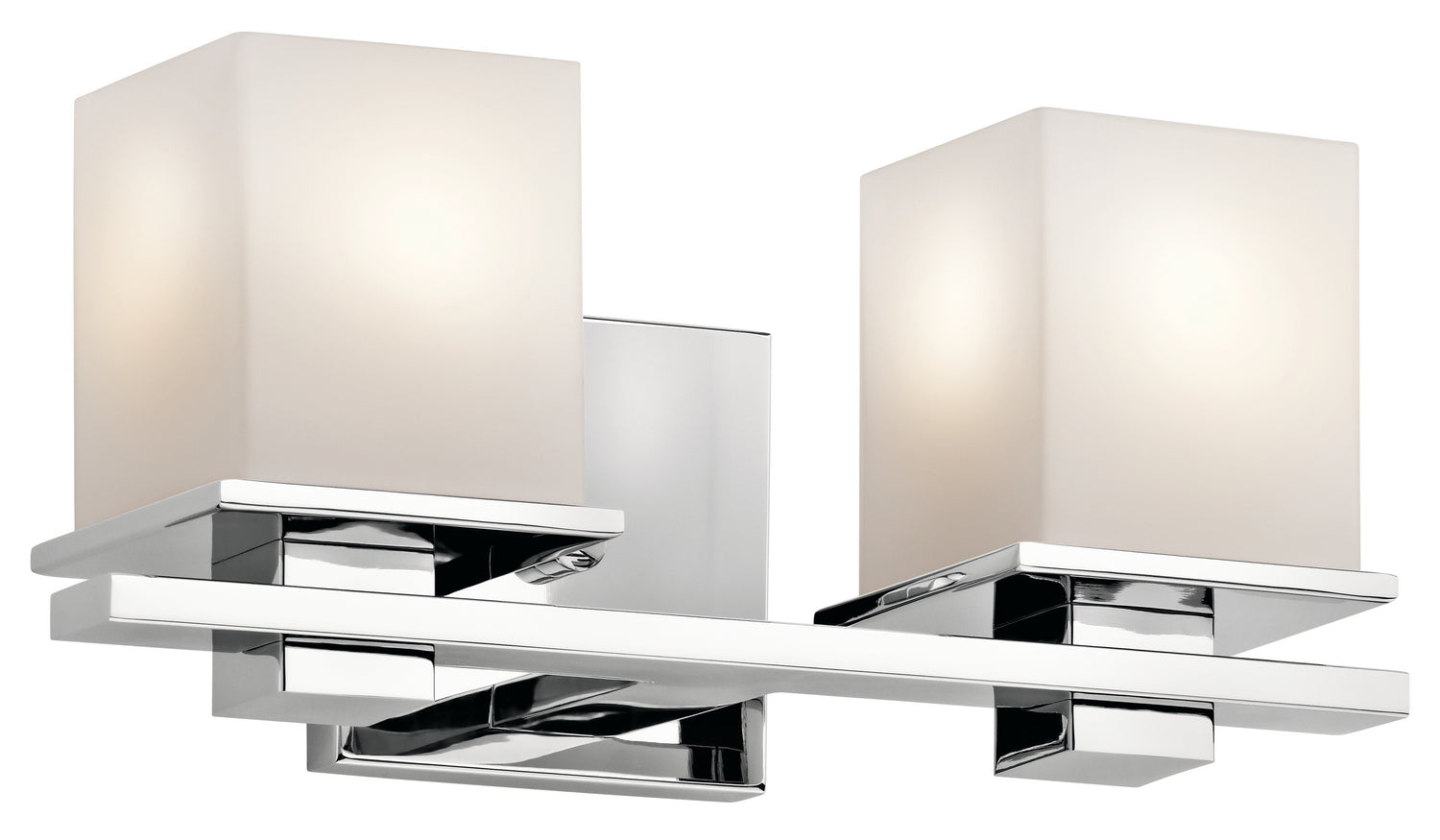 KICHLER 45150CH Tully 15" 2 Light Vanity Light With Satin Etched Cased Opal Glass Chrome
