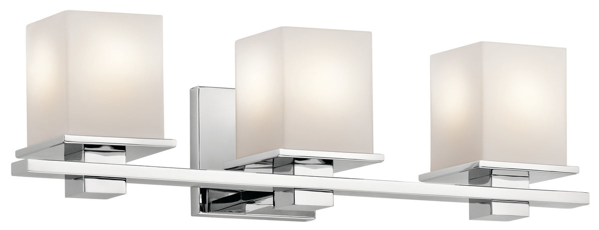 KICHLER 45151CH Tully 24" 3 Light Vanity Light With Satin Etched Cased Opal Glass Chrome