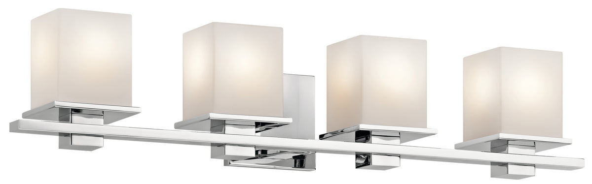 KICHLER 45152CH Tully 32" 4 Light Vanity Light With Satin Etched Cased Opal Glass Chrome
