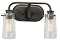 KICHLER 45458OZ Braelyn 14.75" 2 Light Vanity Light With Clear Seeded Glass Olde Bronze