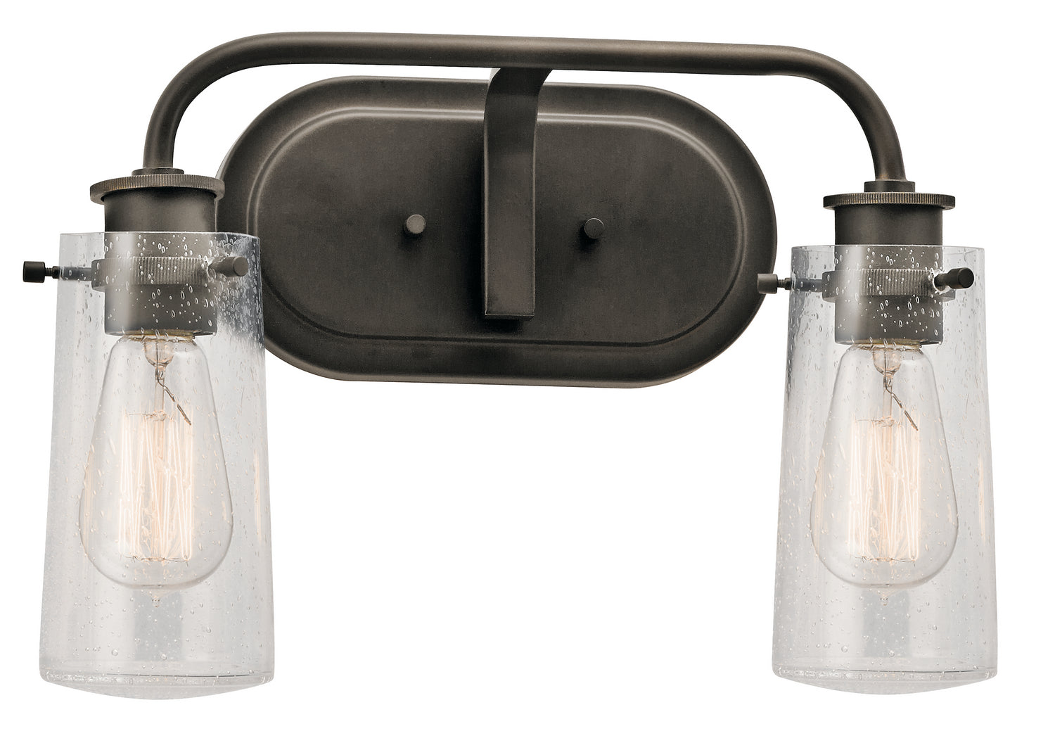 KICHLER 45458OZ Braelyn 14.75" 2 Light Vanity Light With Clear Seeded Glass Olde Bronze