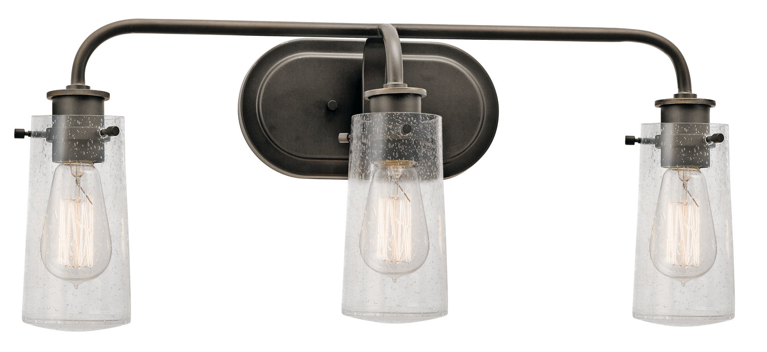 KICHLER 45459OZ Braelyn 24" 3 Light Vanity Light With Clear Seeded Glass Olde Bronze