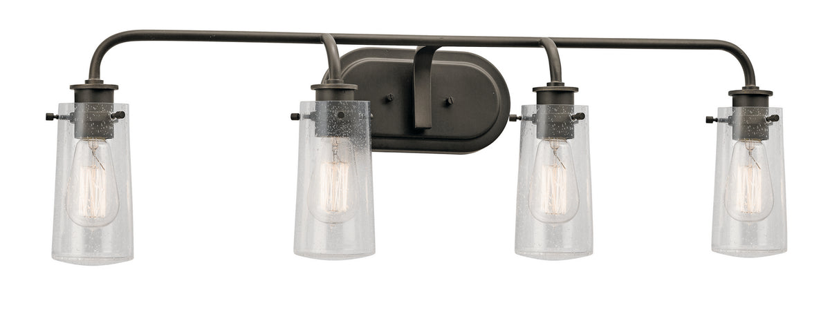 KICHLER 45460OZ Braelyn 44" 4 Light Vanity Light With Clear Seeded Glass Olde Bronze