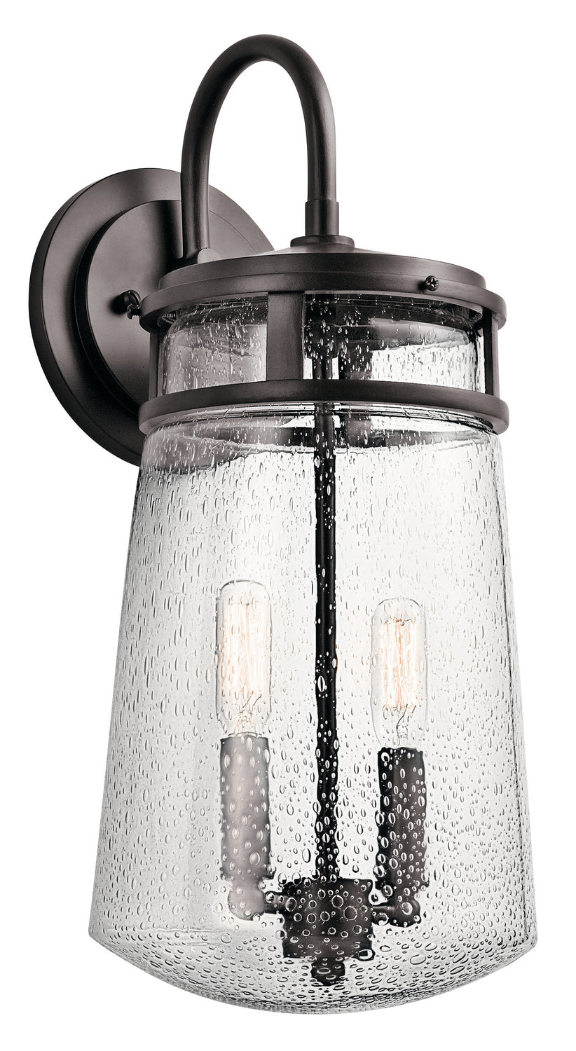 KICHLER 49496AZ Lyndon 18.25" 2 Light Wall Light With Clear Seeded Glass Architectural Bronze