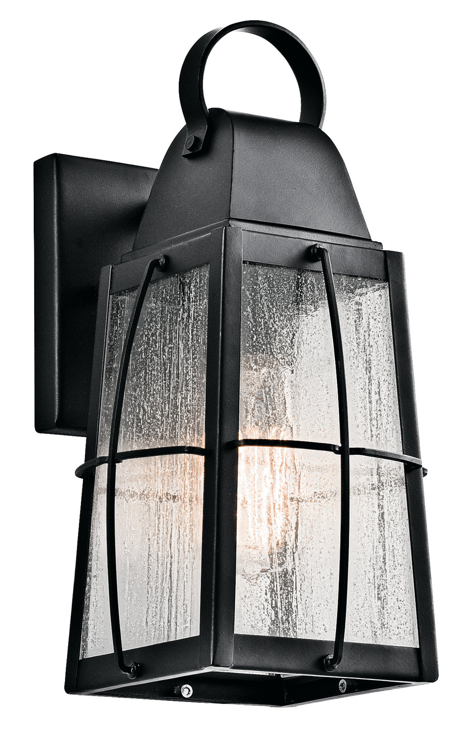 KICHLER 49552BKT Tolerand 12" 1 Light Outdoor Wall Light With Clear Seeded Glass In Textured Black