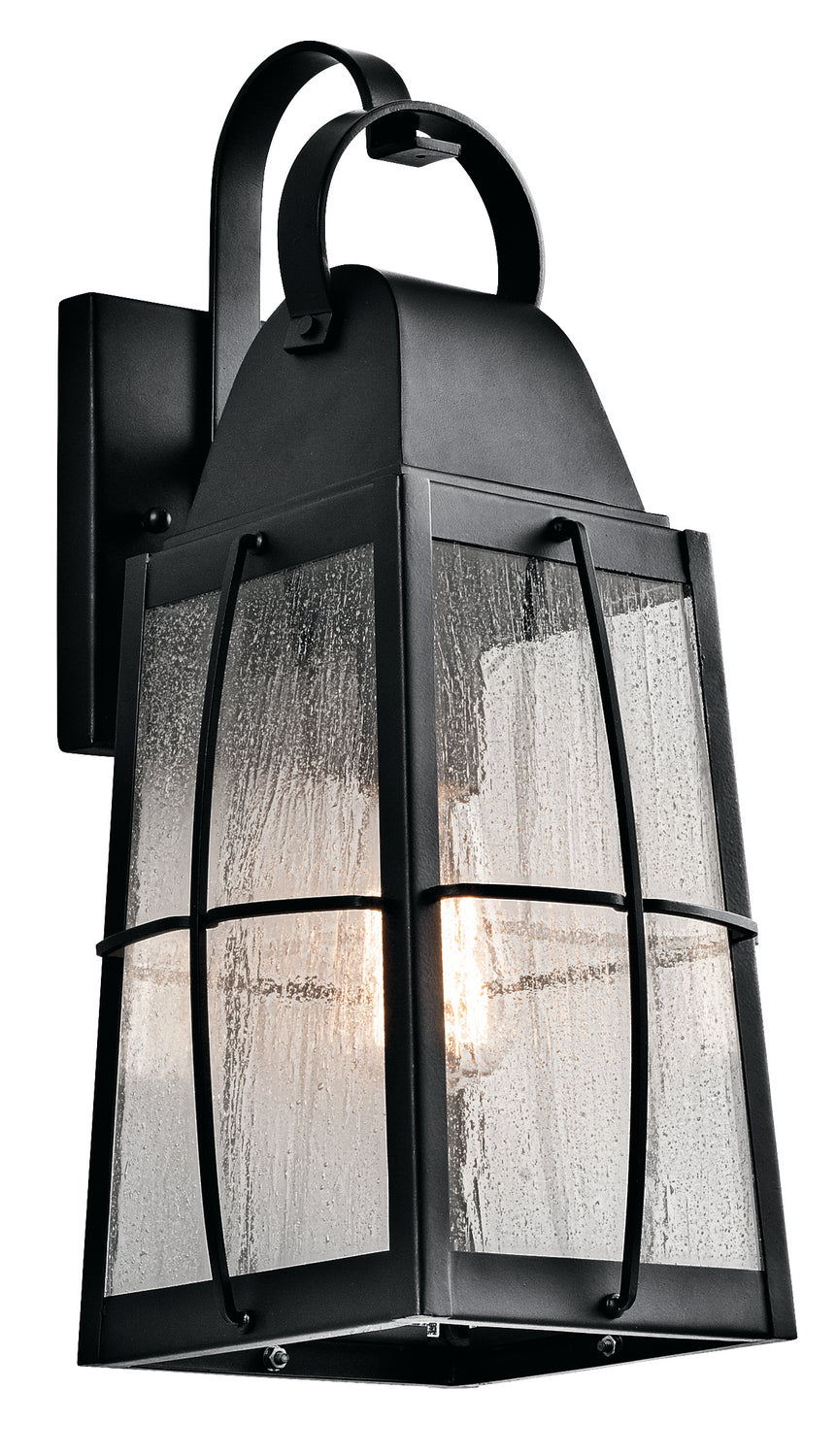 KICHLER 49553BKT Tolerand 17.75" 1 Light Outdoor Wall Light With Clear Seeded Glass In Textured Black