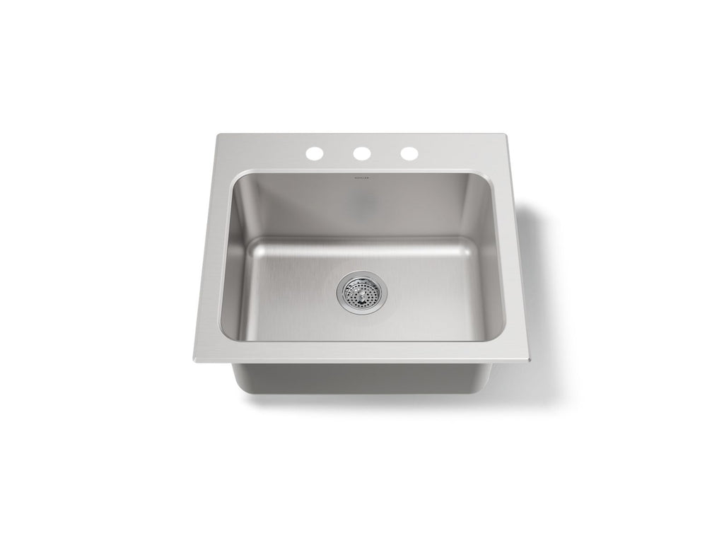 KOHLER K-5798-3-NA Ballad 25" Top-Mount Single-Bowl Utility Sink - Stainless Steel