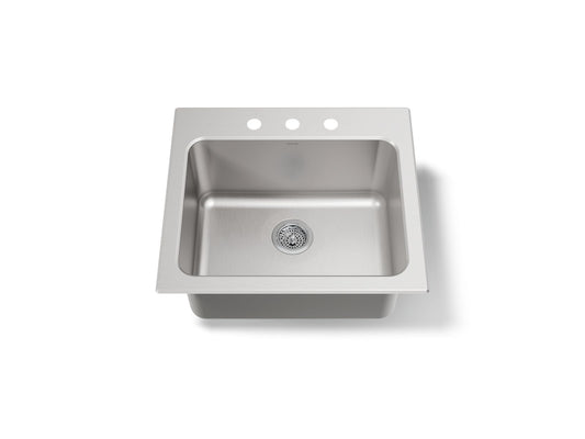 KOHLER K-5798-3-NA Ballad 25" top-mount single-bowl utility sink - Stainless Steel