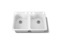 KOHLER K-5818-5U-0 Hartland 33" Undermount Double-Bowl Kitchen Sink - White