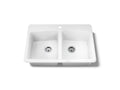 KOHLER K-5846-1-0 Brookfield 33" Top-Mount Double-Bowl Kitchen Sink - White