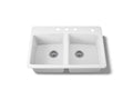 KOHLER K-5846-4-0 Brookfield 33" Top-Mount Double-Bowl Kitchen Sink - White