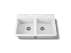 KOHLER K-5846-4-0 Brookfield 33" Top-Mount Double-Bowl Kitchen Sink - White