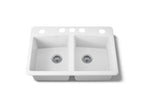 KOHLER K-5846-5U-0 Brookfield 33" Undermount Double-Bowl Kitchen Sink - White
