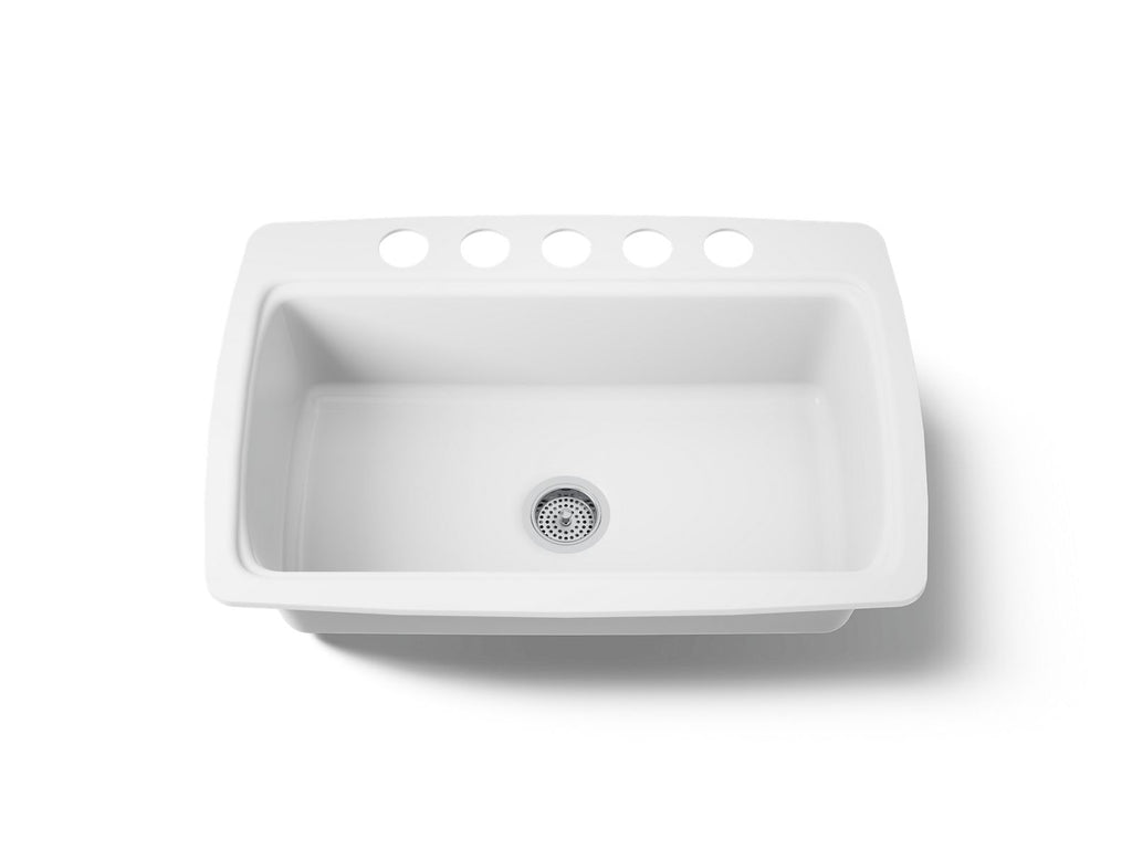 KOHLER K-5864-5U-0 Cape Dory 33" Undermount Single-Bowl Kitchen Sink - White