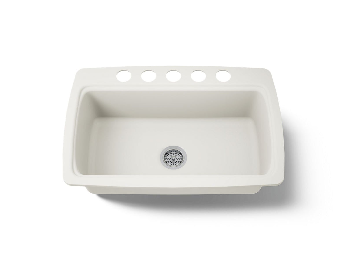 KOHLER K-5864-5U-96 Cape Dory 33" Undermount Single-Bowl Kitchen Sink - Biscuit