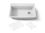 KOHLER K-5871-1A1-0 Riverby 33" Top-Mount Single-Bowl Kitchen Sink - White