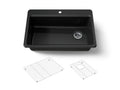 KOHLER K-5871-1A1-7 Riverby 33" Top-Mount Single-Bowl Kitchen Sink - Black Black
