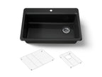 KOHLER K-5871-1A1-7 Riverby 33" Top-Mount Single-Bowl Kitchen Sink - Black Black