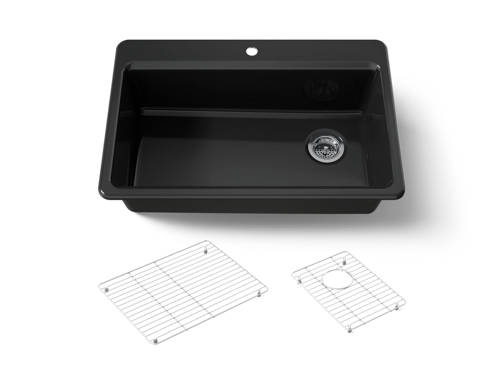 KOHLER K-5871-1A1-7 Riverby 33" Top-Mount Single-Bowl Kitchen Sink - Black Black