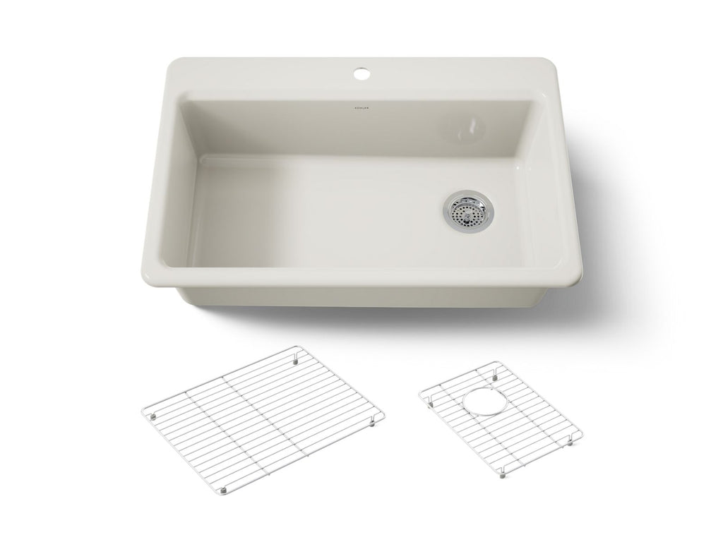 KOHLER K-5871-1A1-96 Riverby 33" Top-Mount Single-Bowl Kitchen Sink - Biscuit