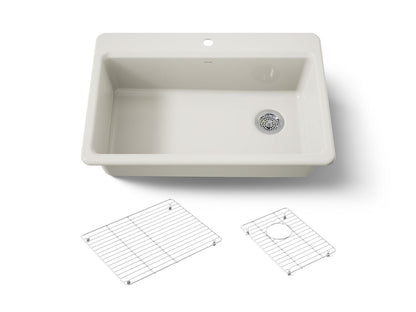 KOHLER K-5871-1A1-96 Riverby 33" top-mount single-bowl kitchen sink - Biscuit