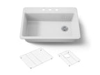 KOHLER K-5871-3A1-0 Riverby 33" Top-Mount Single-Bowl Kitchen Sink - White