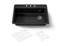 KOHLER K-5871-3A1-7 Riverby 33" Top-Mount Single-Bowl Kitchen Sink - Black Black