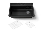 KOHLER K-5871-3A1-7 Riverby 33" Top-Mount Single-Bowl Kitchen Sink - Black Black