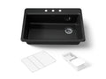 KOHLER K-5871-3A2-7 Riverby 33" Top-Mount Single-Bowl Workstation Kitchen Sink - Black Black
