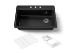 KOHLER K-5871-3A2-7 Riverby 33" Top-Mount Single-Bowl Workstation Kitchen Sink - Black Black