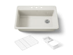 KOHLER K-5871-3A2-96 Riverby 33" Top-Mount Single-Bowl Workstation Kitchen Sink - Biscuit