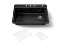 KOHLER K-5871-4A1-7 Riverby 33" Top-Mount Single-Bowl Kitchen Sink - Black Black