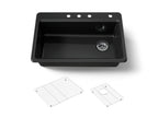 KOHLER K-5871-4A1-7 Riverby 33" Top-Mount Single-Bowl Kitchen Sink - Black Black
