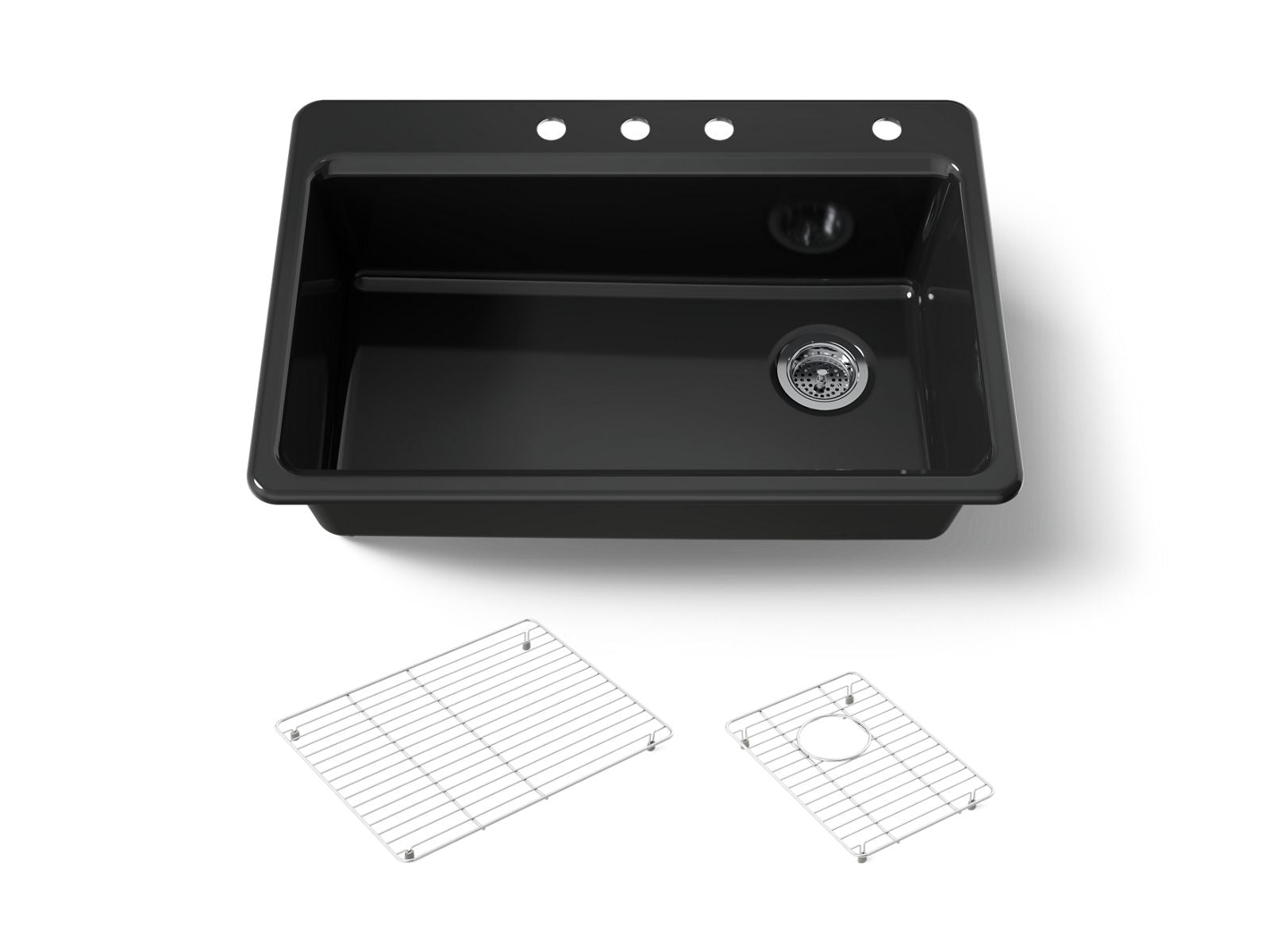 KOHLER K-5871-4A1-7 Riverby 33" Top-Mount Single-Bowl Kitchen Sink - Black Black