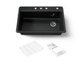 KOHLER K-5871-4A2-7 Riverby 33" Top-Mount Single-Bowl Workstation Kitchen Sink - Black Black
