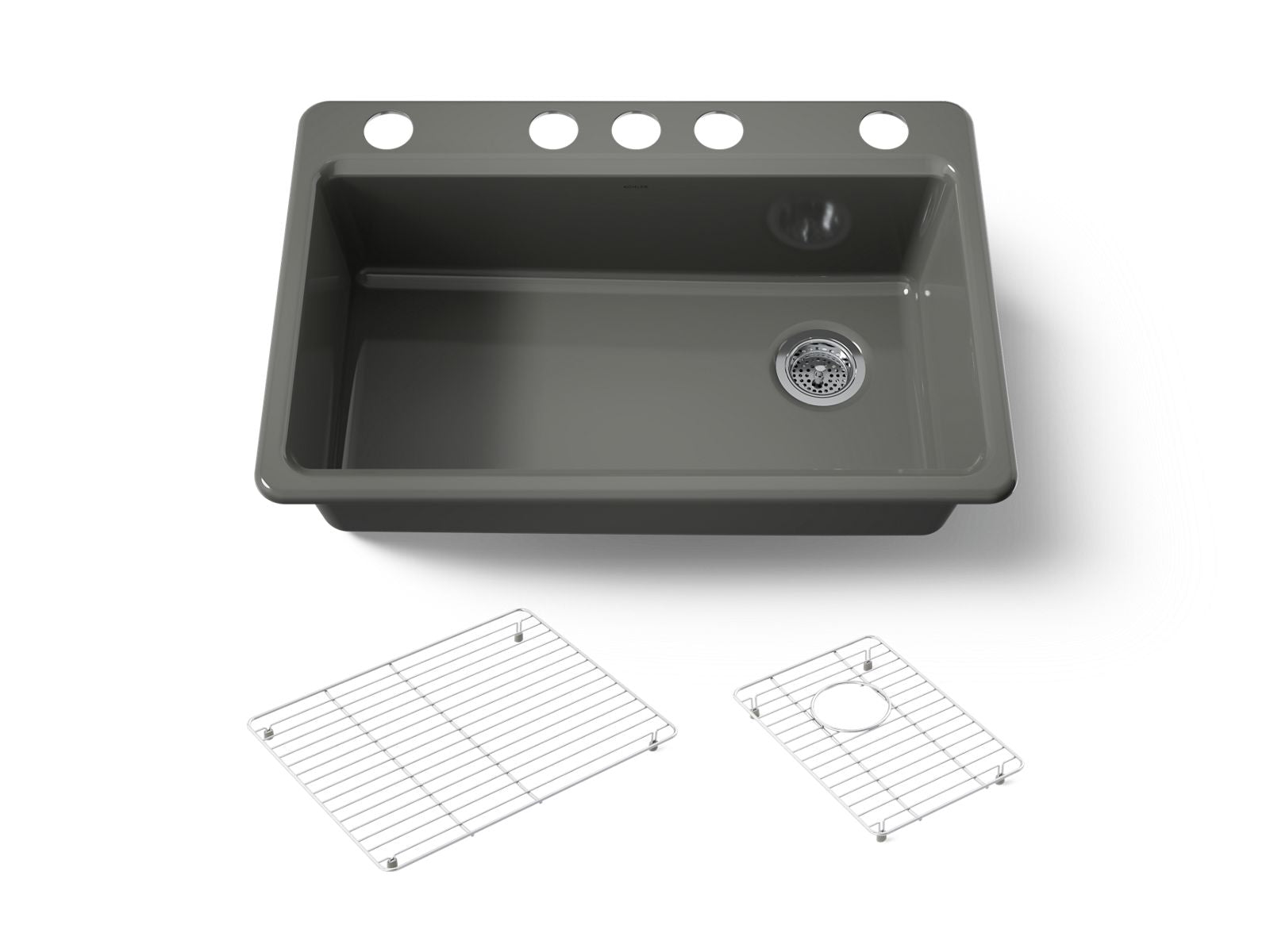 KOHLER K-5871-5UA1-58 Riverby 33" Undermount Single-Bowl Kitchen Sink - Thunder Grey